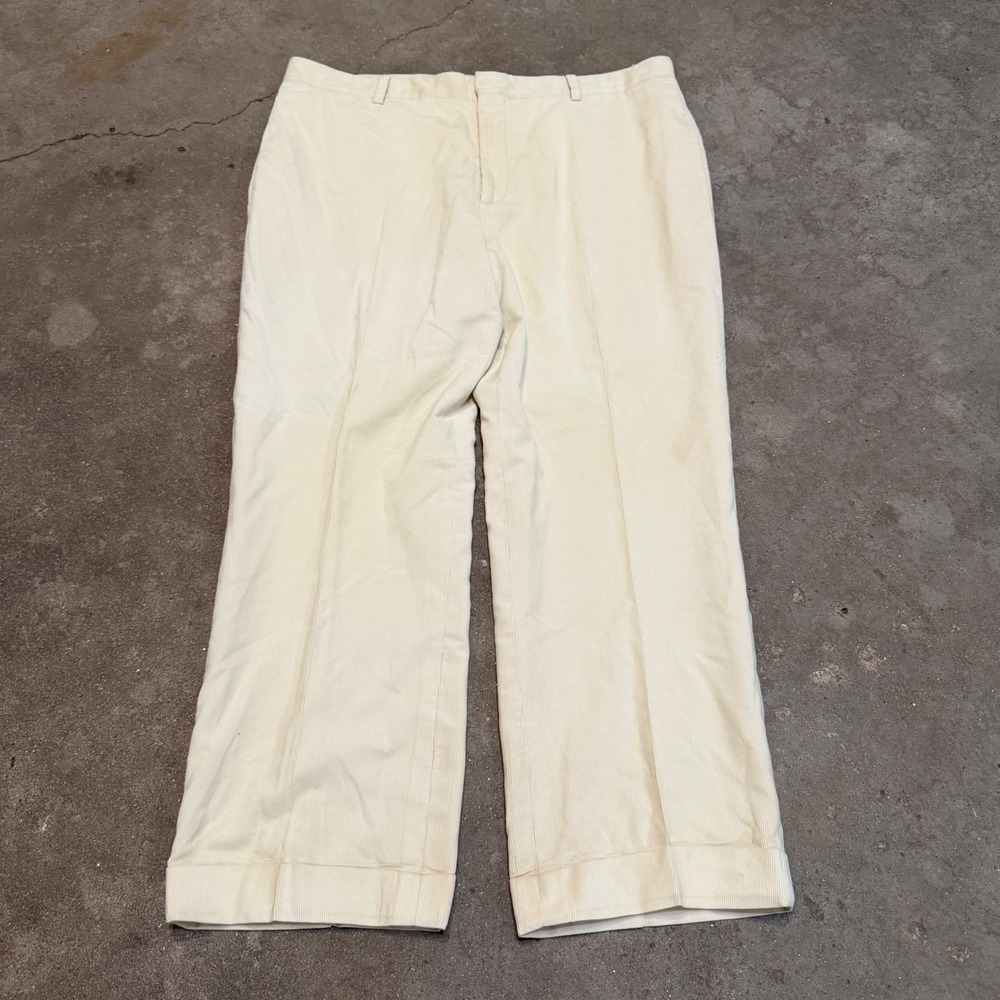 Polo Ralph Lauren Pants Men 38 Cream Corduroy Made in Italy Preston Cuffed Baggy